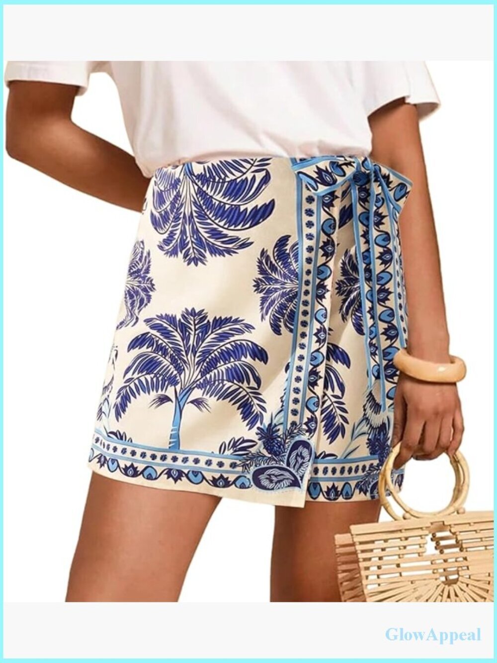 Boho Floral Wrap Mini Skirt High Waist A-Line Knot Side Tie Summer